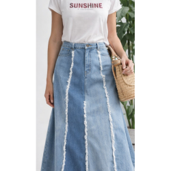 Falda vaquera larga estilo vintage tendencia 🔥