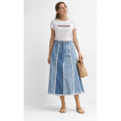 Falda vaquera larga estilo vintage tendencia 🔥