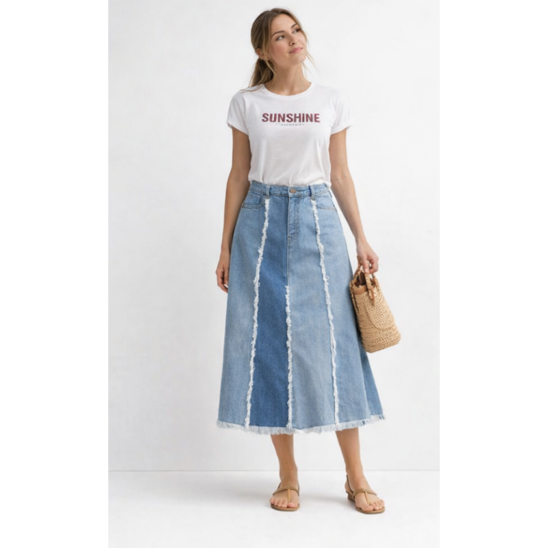 Falda vaquera larga estilo vintage tendencia 🔥