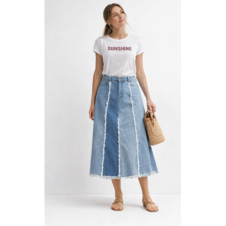 Falda vaquera larga estilo vintage tendencia 🔥