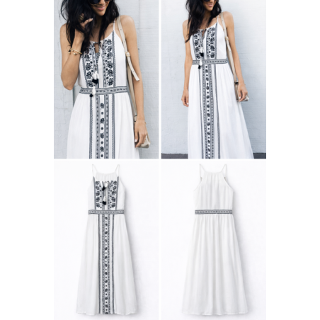 Vestido bohemio blanco bordado 🌿